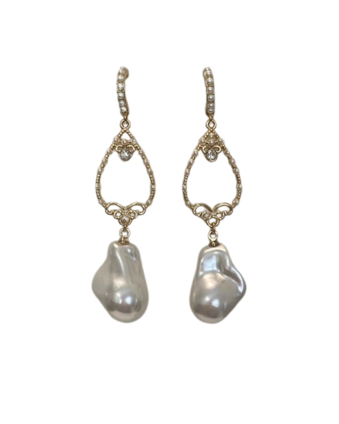 Elegant Gold Pearl Drop Earrings Paula Hall - Main Image