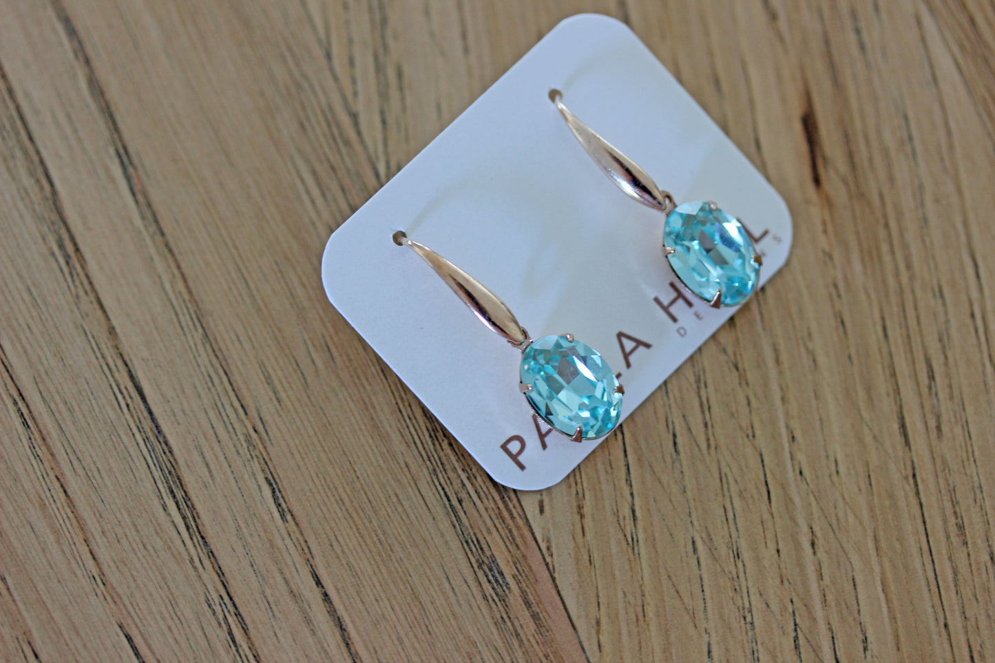 Solitaire Oval Drops in Aqua