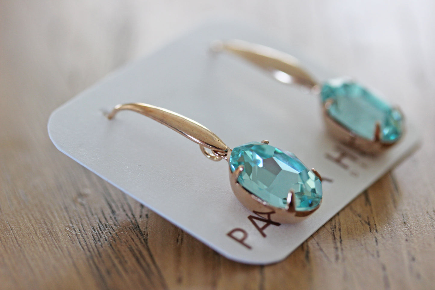 Solitaire Oval Drops in Aqua