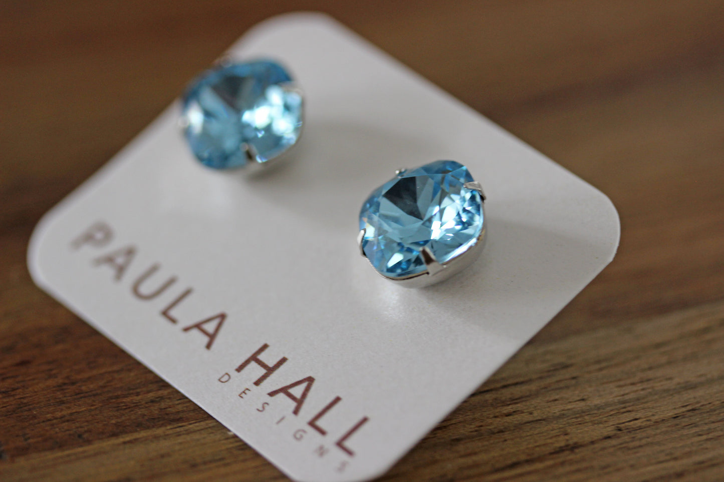 Solitaire Studs in Aqua