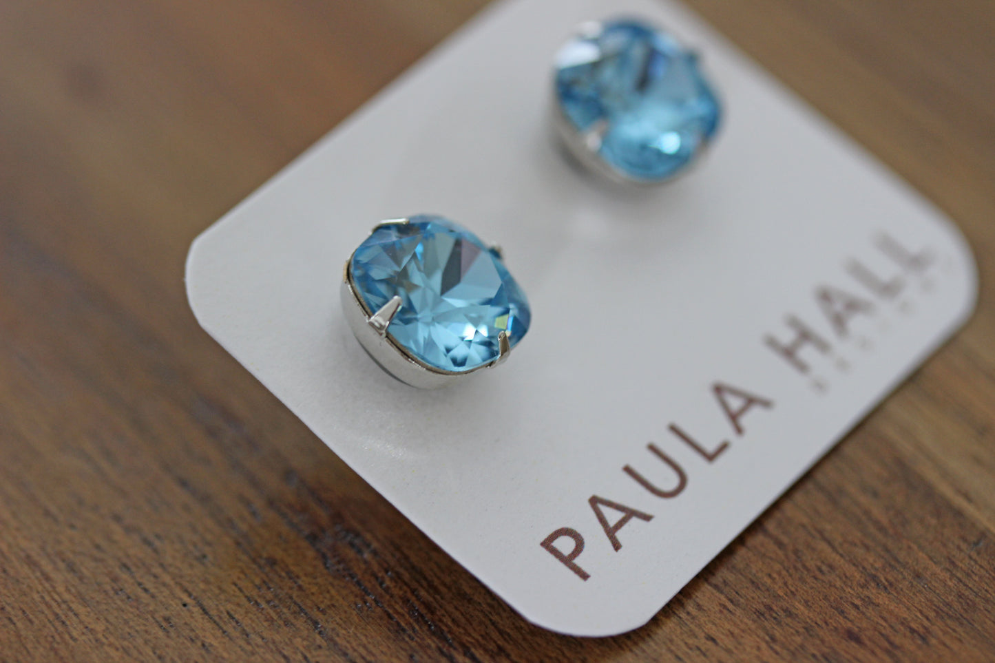 Solitaire Studs in Aqua