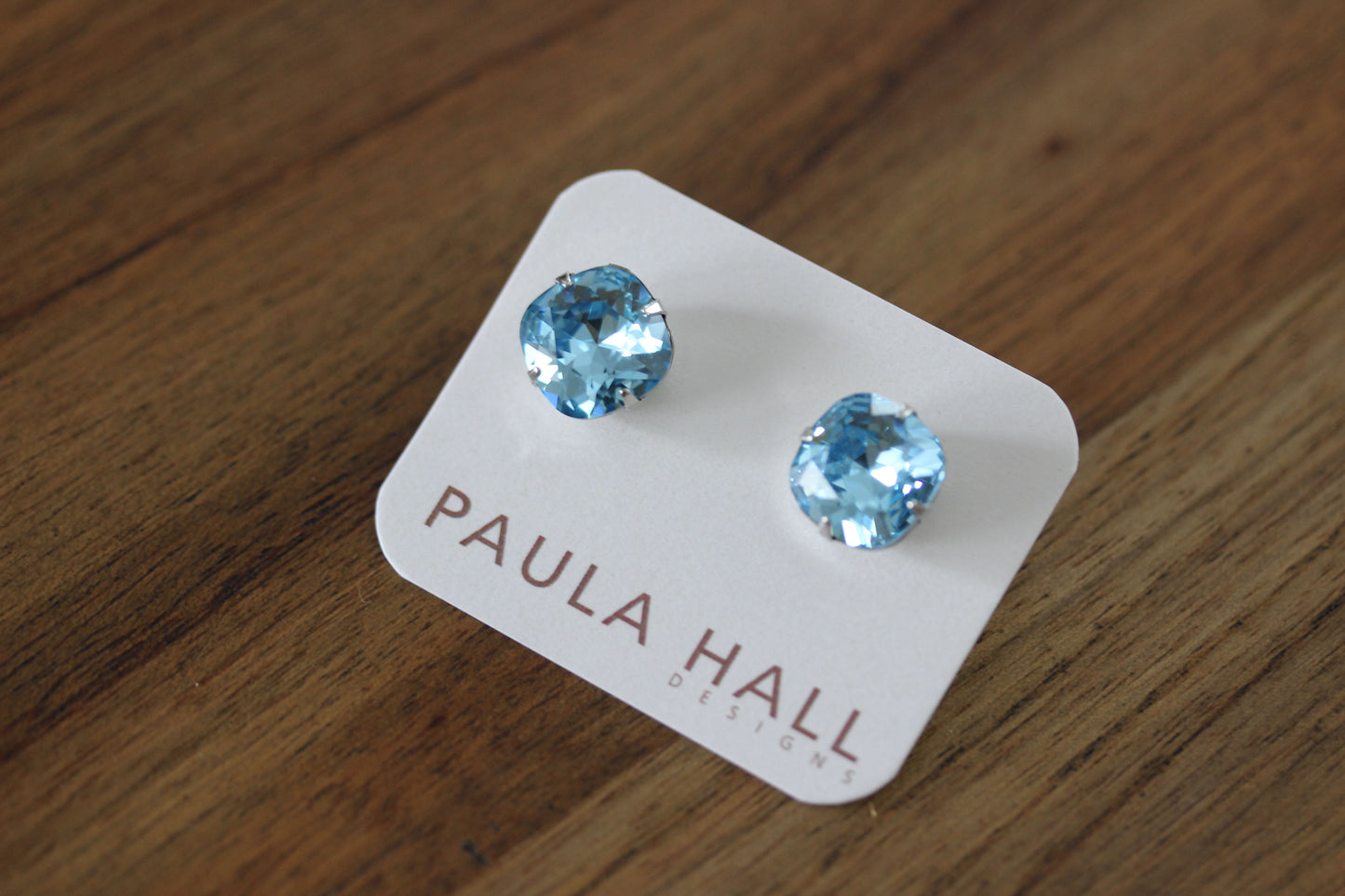 Solitaire Studs in Aqua