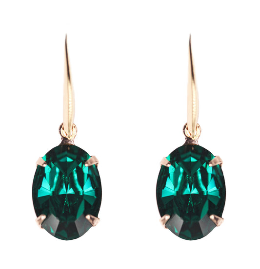 Solitaire Oval Drops in Emerald