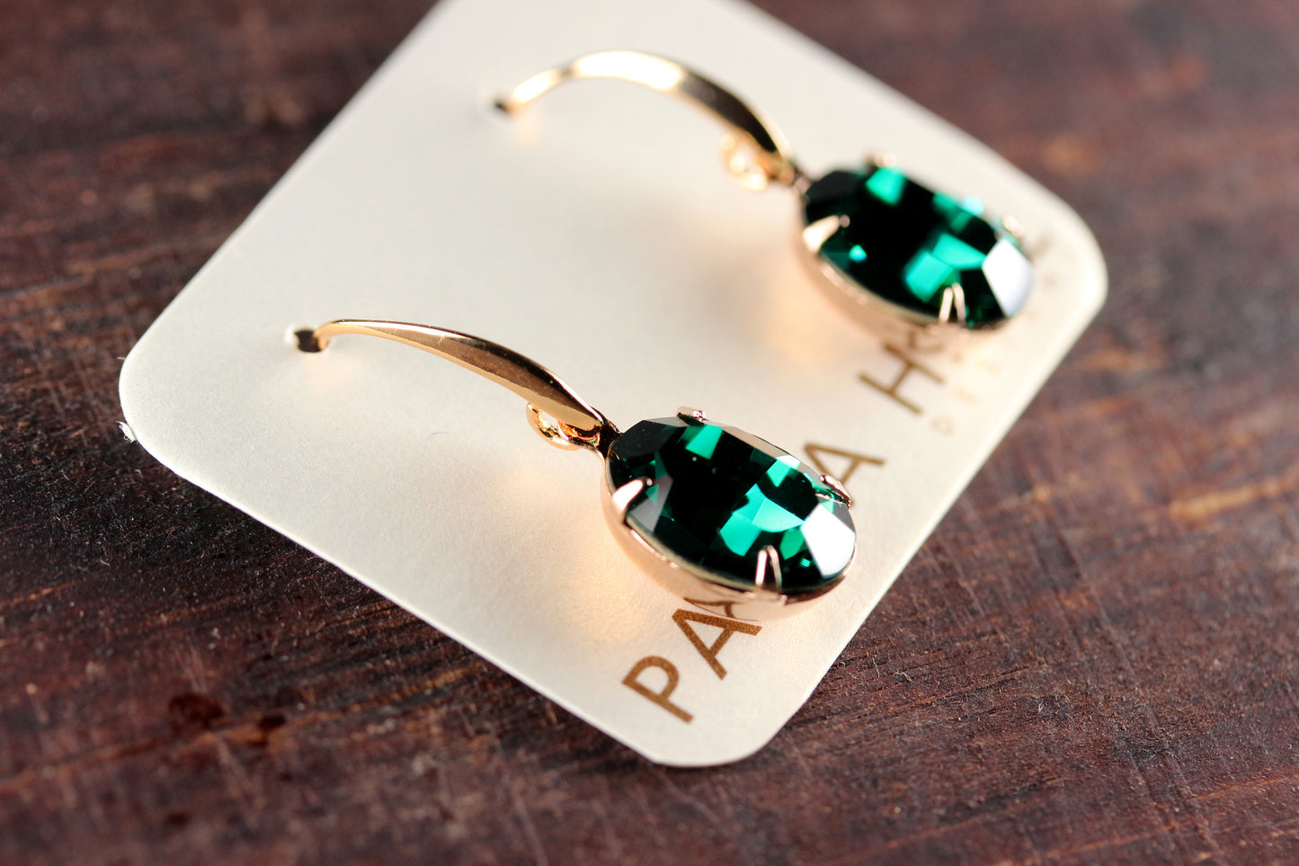 Solitaire Oval Drops in Emerald